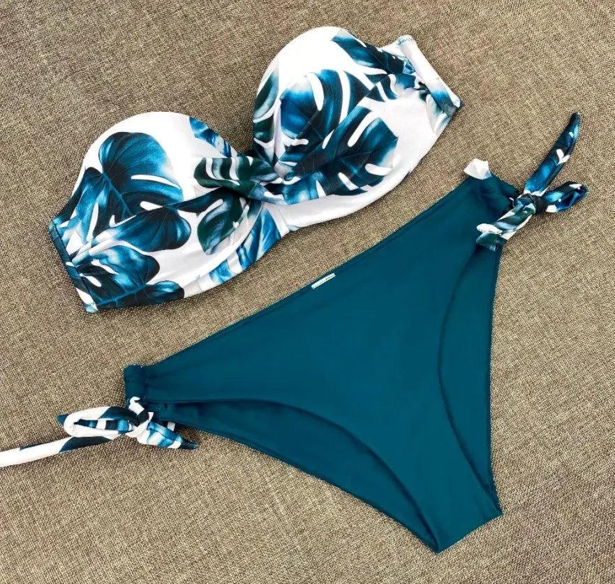 Costum de baie din două piese ''Green Leaves'' - Zappy Fashion Romania