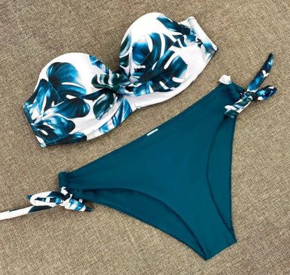Costum de baie din două piese ''Green Leaves'' - Zappy Fashion Romania