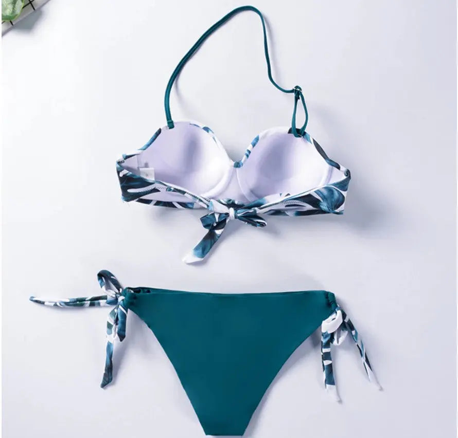 Costum de baie din două piese ''Green Leaves'' - Zappy Fashion Romania
